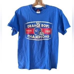 Step Ahead Sportswear 2008 Jayhawk Orange Bowl Football Win Tee Unisex Small